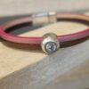 Bracelet femme cuir rose et bronze passant Swarovski