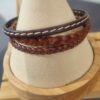 Bracelet homme en cuir marron plat et tressé