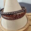 Bracelet homme en cuir marron plat et tressé