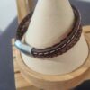 Bracelet homme en cuir marron plat et tressé