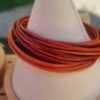 Bracelet femme cuir rond rouge et orange