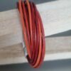 Bracelet femme cuir rond rouge et orange