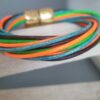 Bracelet femme en cuir rond 2mm orange, vert, bleu et marron