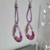 Boucles d'oreille femme en cuir rond vieux rose et passant acétate