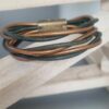 Bracelet mixte en cuir rond 3mm bronze et vert