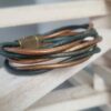 Bracelet mixte en cuir rond 3mm bronze et vert