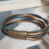 Bracelet mixte en cuir rond 3mm bronze et vert