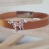 Bracelet homme en cuir nautique marron et passant cheval