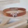 Bracelet homme en cuir nautique marron et passant cheval