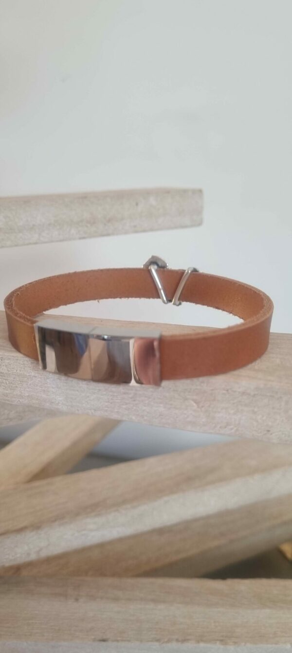 Bracelet homme en cuir nautique marron et passant cheval