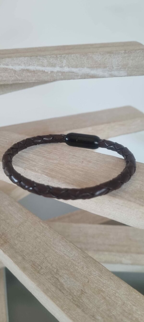 Bracelet homme en cuir tressé marron