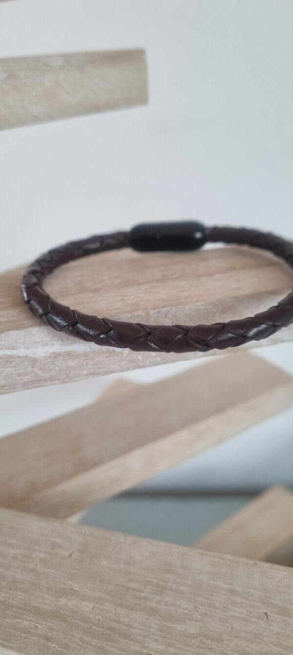 Bracelet homme en cuir tressé marron