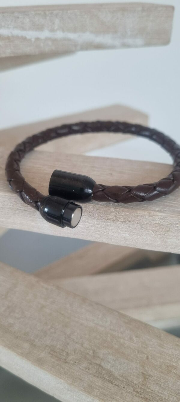 Bracelet homme en cuir tressé marron