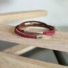 Bracelet femme double tour tressé rose